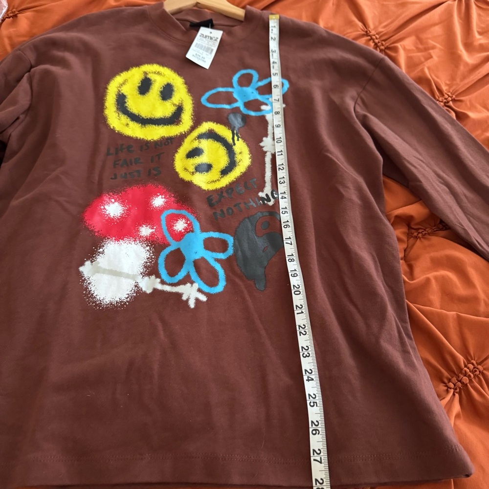 Brown Zuniga Graphic Long Sleeve Shirt Size L - Picture 14 of 15